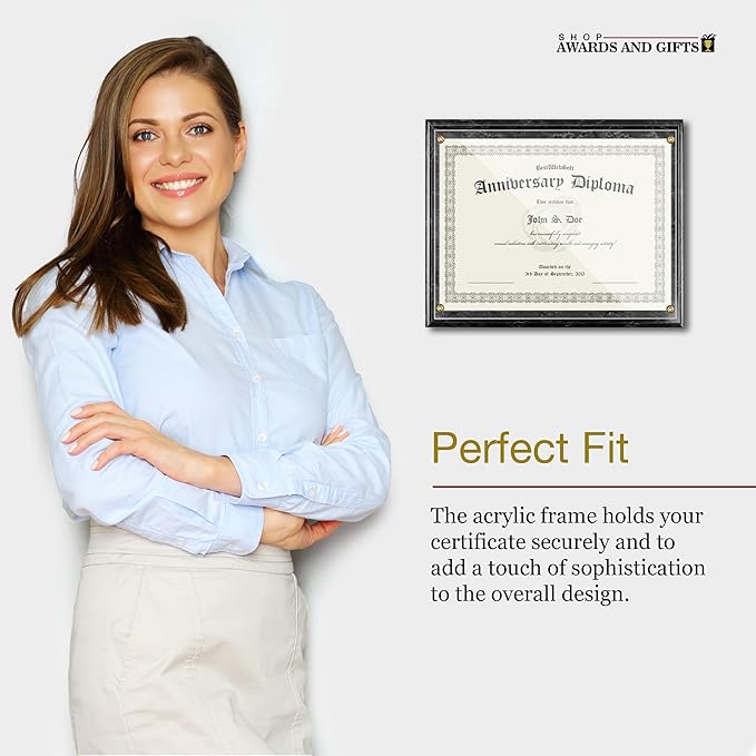 SHOP AWARDS AND GIFTS 8.5 x 11 Certificate Frame Holder, Slide in Wall Plaque Display, 10.5 x 13 Inch Board, Black