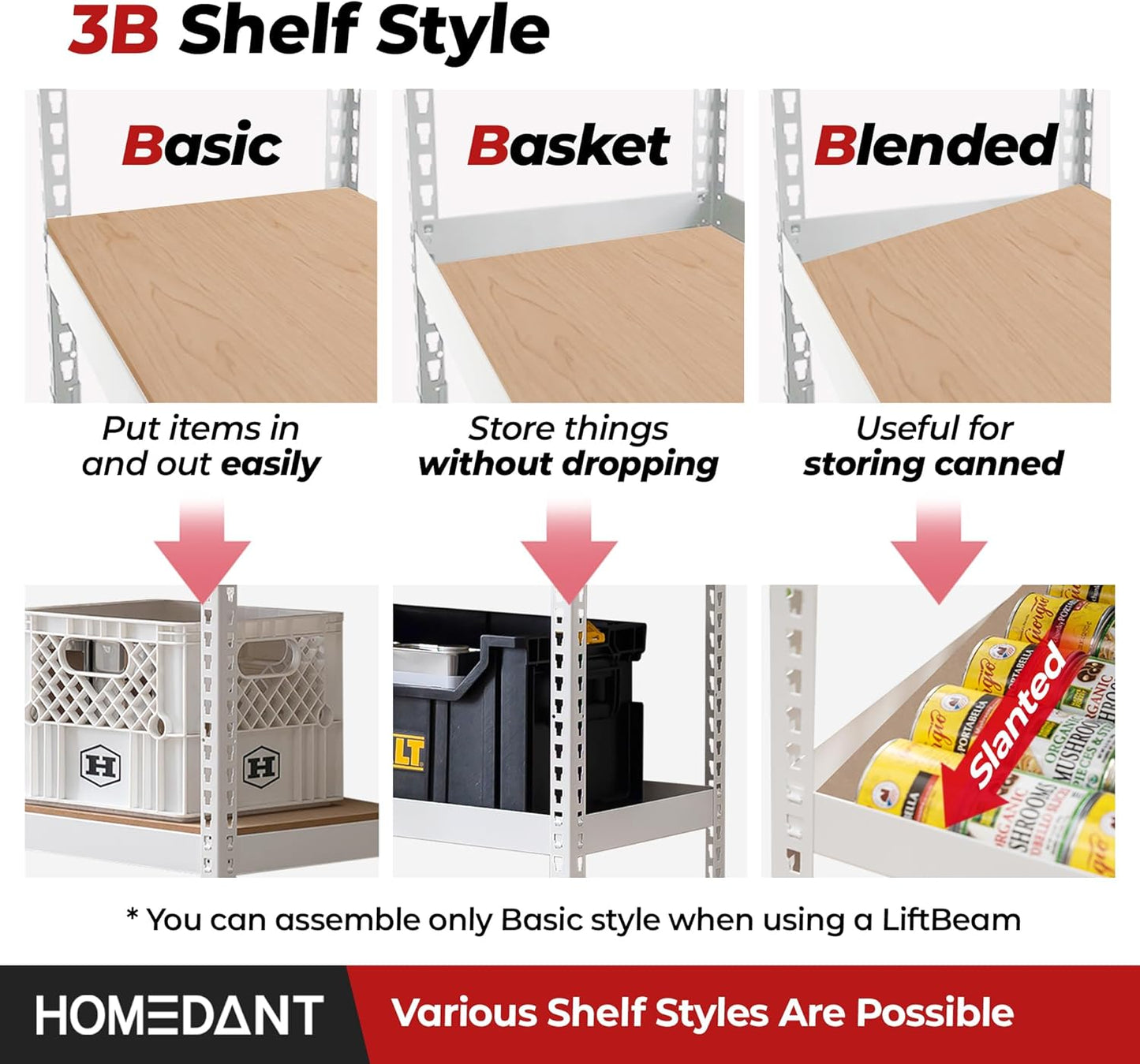 HOMEDANT White 5 Tier Laminated Boltless Heavy Duty Garage Storage Adjustable Wide Size Metal Shelving Unit Utility Rack Shelves Organization Shelf Shed Warehouse 47.7" W x 18.2" D x 71.3" H 2Pack