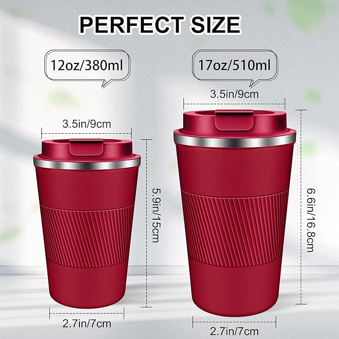 Coffee Travel Mug 12oz Insulated Coffee Mug with Lid Portable Spill-Proof Coffee Travel Mug No Handle Reusable Stainless Steel Mug Keeps Cold and Hot Suitable for Car, Daily, Travel and Gifts