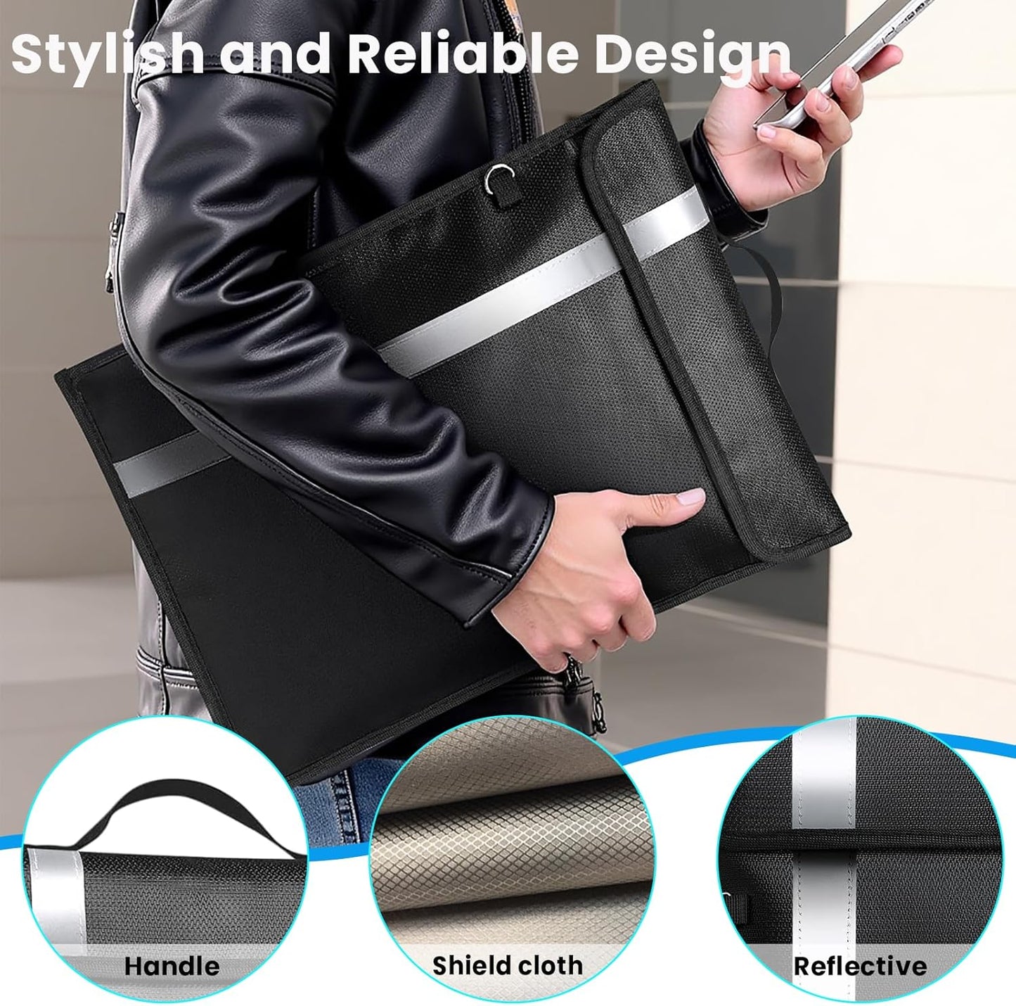 Faraday Bags,Anti-Tracking Faraday Bag For Phones&Laptops & Tablets & Car Keys,Fireproof & Waterproof EMP Bag,Faraday Cage With Handle