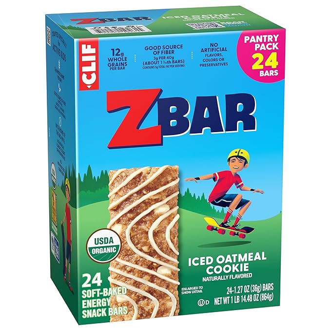 Zbar - Iced Oatmeal Cookie - Soft-Baked Energy Snack Bars - Non-GMO - 12g Whole Grains - USDA Organic Granola Bars (24 Pack)