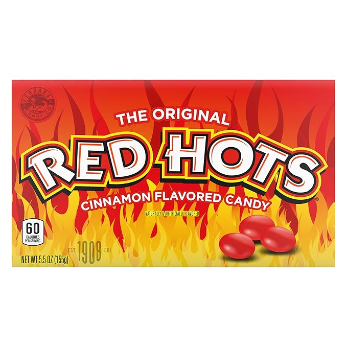 Wonka Red Hots, Cinnamon Flavored Hard Candy, 5.5 Ounce Theater Candy Boxes (Pack of 12)
