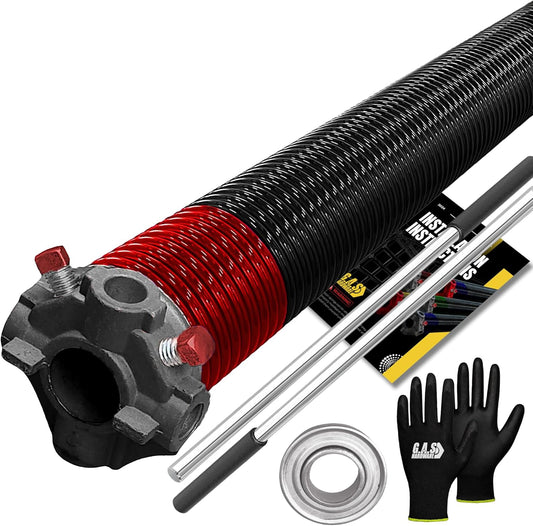 Garage Door Torsion Spring 225x1.75x31 Includes 1” Steel Bearing, Gloves, Manual, and Winding Bars for Right Side of Garage Door Precision E-Coating 5-Year Warranty Min. 30,000 Cycles (Black Cone)
