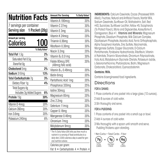 WonderSlim Meal Replacement Shake, Dark Cocoa Cream, 15g Protein, 24 Vitamins & Minerals, Gluten Free, Low Carb (7ct)