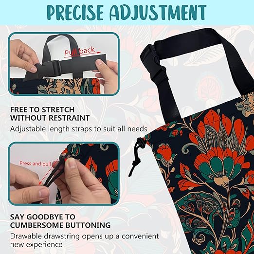 Car Garbage Bag Abstract Red and Green Flowers Hanging Canvas Car Trash Bag Waterproof Drawstring Car Back Seat Organizer for Car Back Front Seat Console with Adjustable Buckle