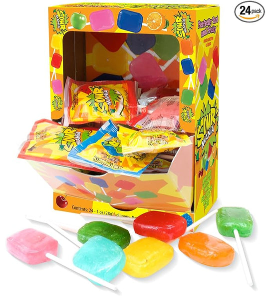 Yummy Lix Sour Mania Gourmet Lollipops, (Pack of 24)