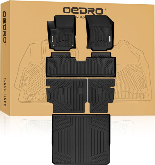 OEDRO Floor Mats for Chevrolet Equinox/GMC Terrain 2018-2024, Custom Fit TPE All Weather Trunk Mat with Backrest for Chevy Equinox Accessories, Anti-Slip Back Seat Protector for Equinox, Full Mat Set