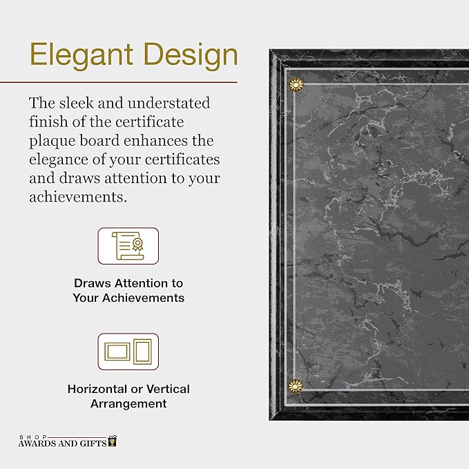 SHOP AWARDS AND GIFTS 8.5 x 11 Certificate Frame Holder, Slide in Wall Plaque Display, 10.5 x 13 Inch Board, Black