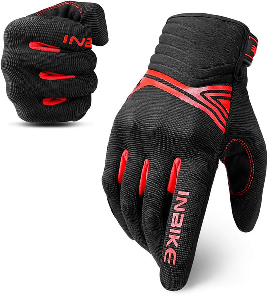 INBIKE Breathable Mesh Motorcycle Gloves Touchscreen with TPR Palm Pad Hard Knuckles
