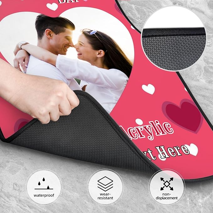 Personalized Custom Valentine Day Car Floor Mats 4 Piece 95% Universal Front Rear Car Floor Mats Fit Car SUV Van Truck All Weather Protection Valentine Day Car Gifts (Add Photo)