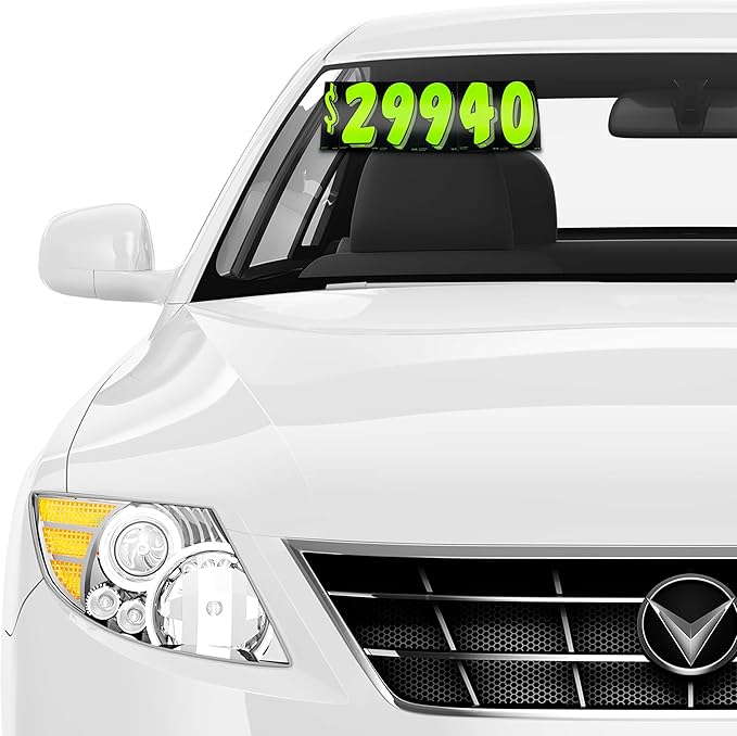 EZ Line Vinyl Decals for Cars Chartreuse Large Number Stickers 11 Dozen Windshield Numbers Pro Pack Dealer Supplies