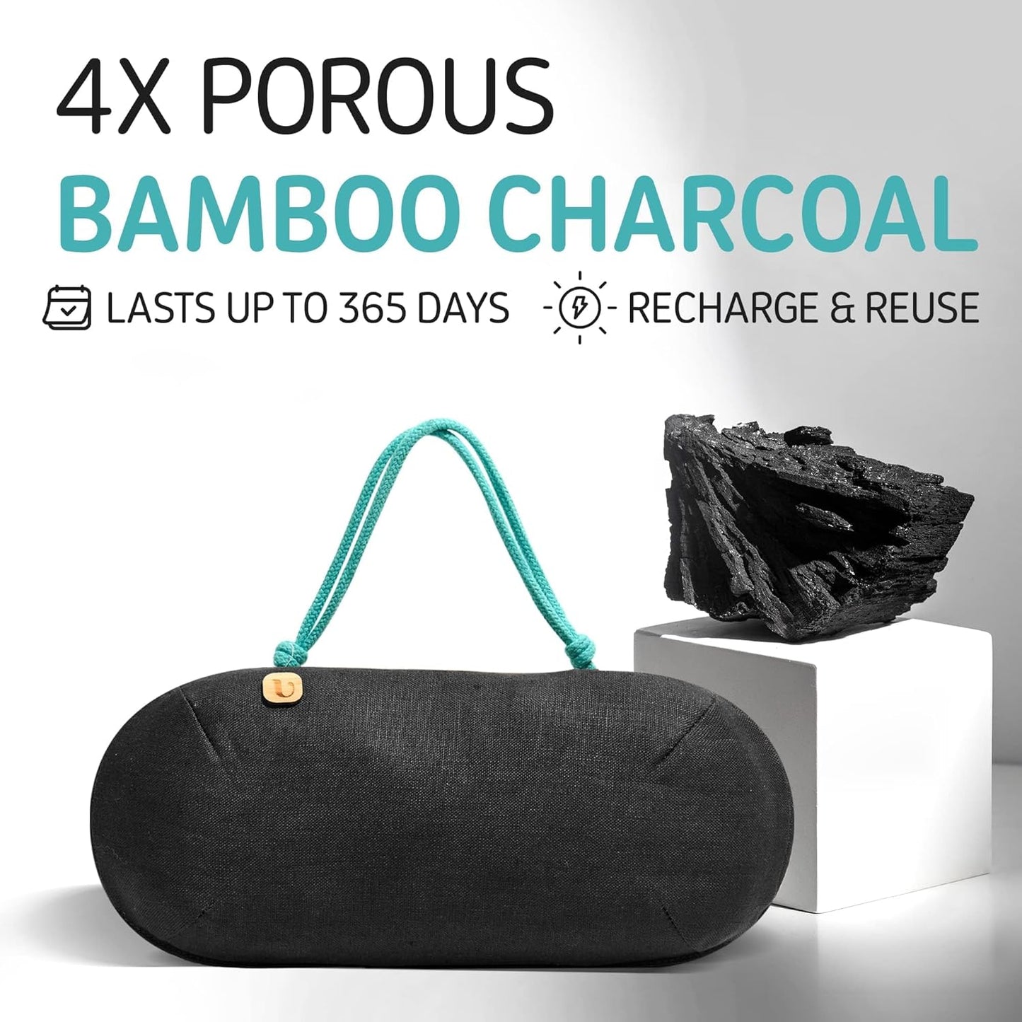 Car Air Freshener - Lasts 365+ Days - No Chemicals - 100% Activated Bamboo Charcoal - No Fragrance Deodorizer, Auto Odor Eliminator - Absorb Smoke Smell [2Pk]