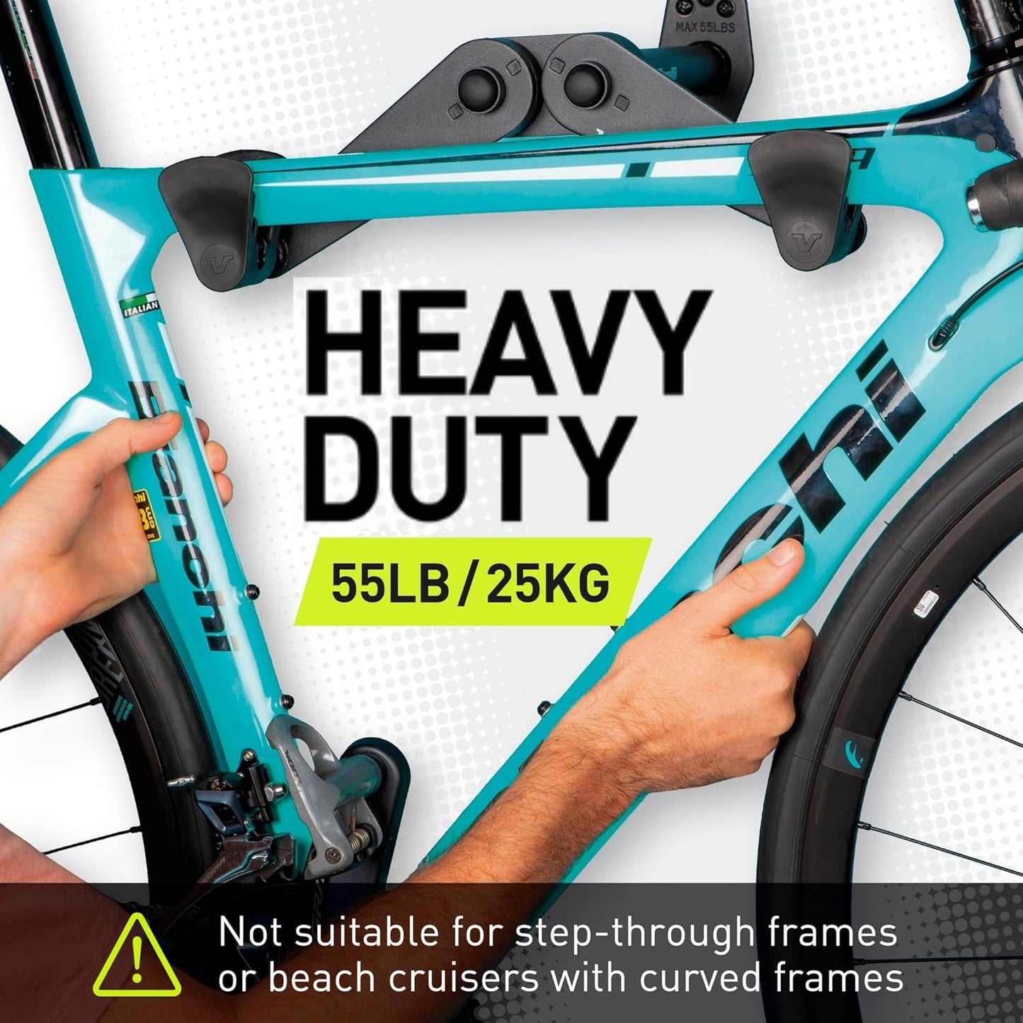 Vibrelli Bike Wall Mount - Horizontal Storage Rack for Hanging Bicycles in Home or Garage - Adjustable Bike Hanger, Holder - Wall Bike Rack Hooks for Bicycles - Mountain, Road, Hybrid