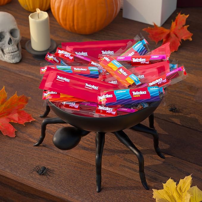 TWIZZLERS Assorted Fruit Flavored Snack Size Chewy, Halloween Candy Bag, 25.3 oz (60 Pieces)