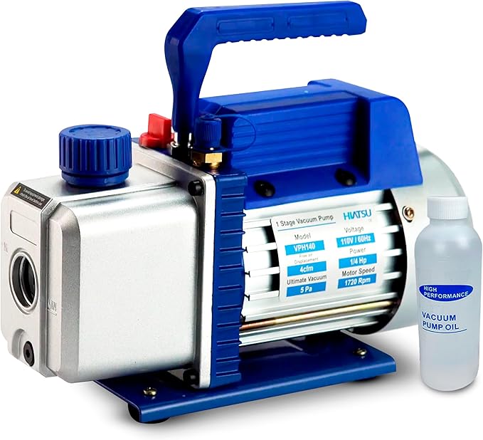 4 CFM Vacuum Pump for AC System - HVAC Vacuum Pump - 1/4 HP Automotive AC Vacuum Pump - 110V/60Hz Air Conditioning Vacuum Pumps Mini Split
