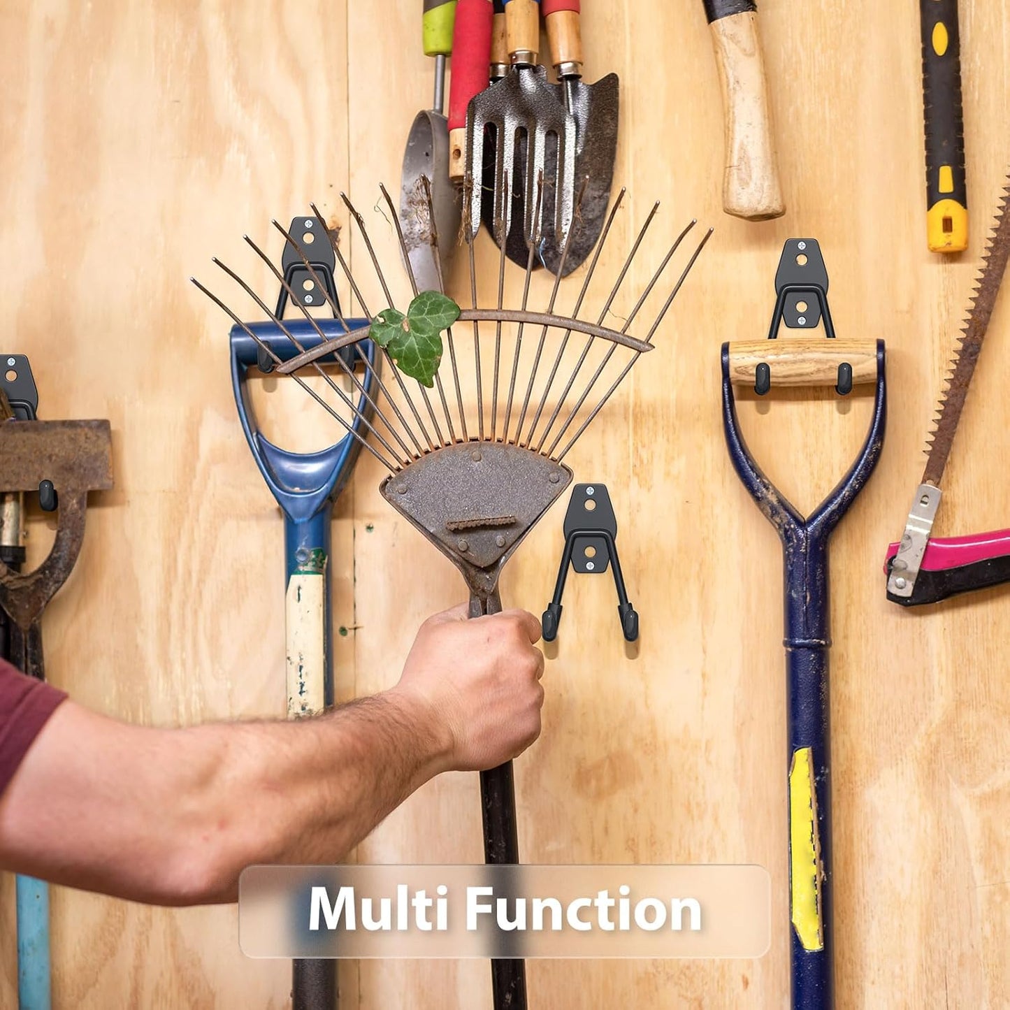 8 Pack 4.5x2.75 Inch Utility Steel Wall Mount Heavy Duty Garage Hooks with Anti-Slip Coating,Storage More Yard,Garden and Power Tools and for Hanging Hose,Ladder and Bike