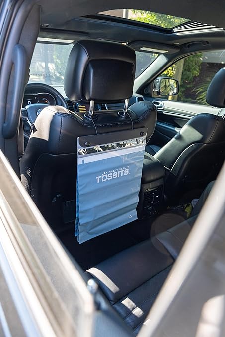 Tossits Recycled Disposable Car Trash Bags ??Leakproof, Smell Proof Hanging Garbage Bags for Car, Truck, SUV, RV & Vehicle ??Blue, 7 Count Disposable Automotive Trash Bags