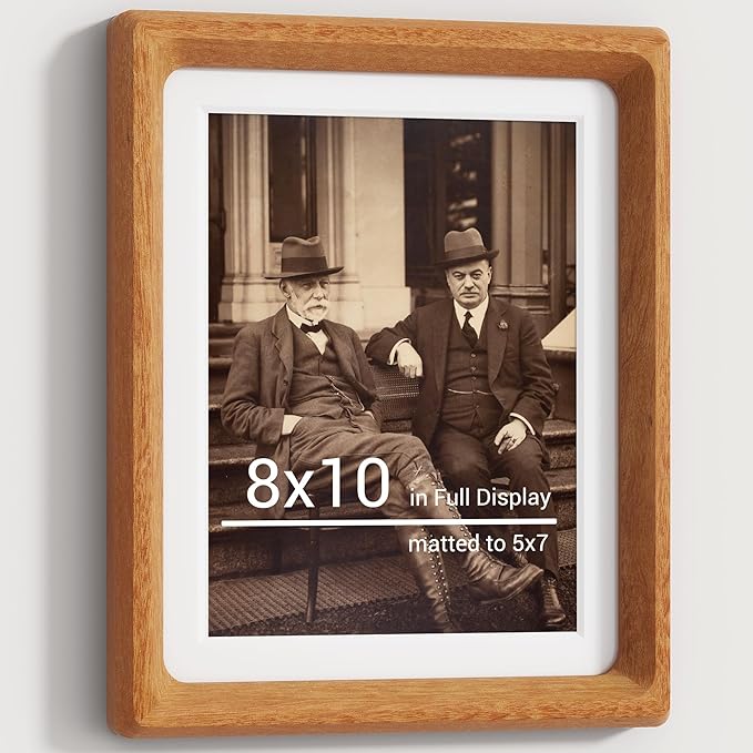Heimlove 8x10 Picture Frames Natural Teak,Original Wood Hand Make Crafted Photo Frame with Mat to 5x7 Graduation Picture Display,Family Picture,Wedding Picture Tabletop & Wall Decoration
