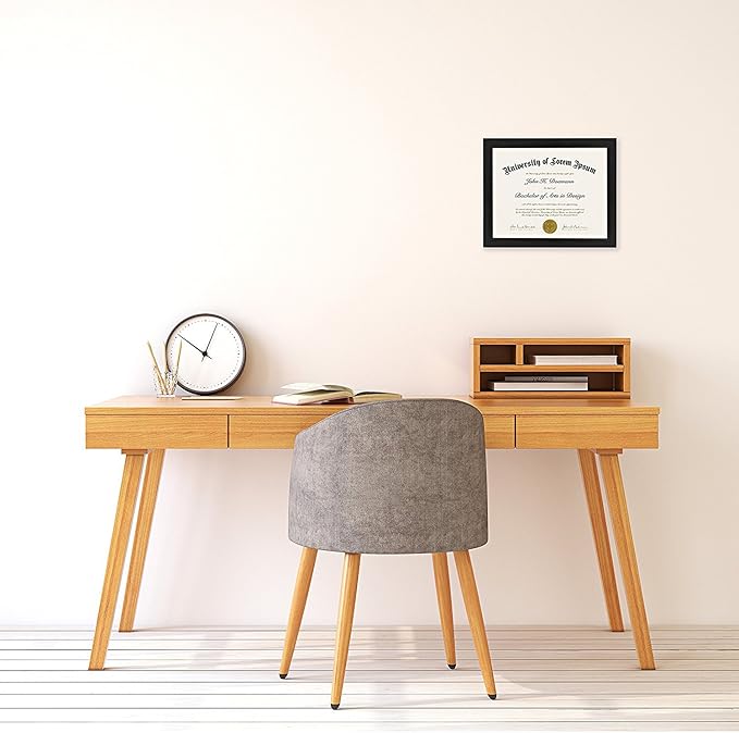 Americanflat 8.5x11 Diploma Frame in Black with Shatter Resistant Glass - Horizontal and Vertical Formats for Wall and Tabletop