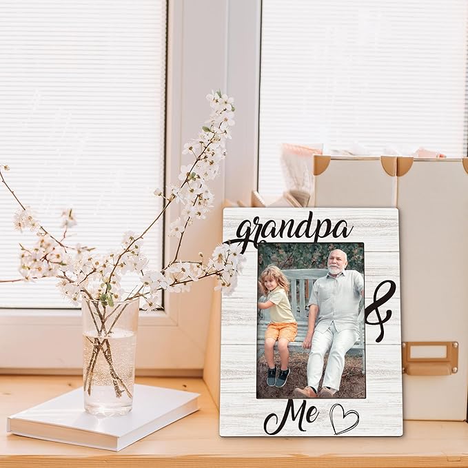 Fathers Day Grandpa Picture Frames - Grandfather Photo Frame, Grandpas Gifts for Father's Day Birthday from Grandkids, Grandpa and Me Grandfather Picture Photo Frames for Home Bedroom Decor, 5x7