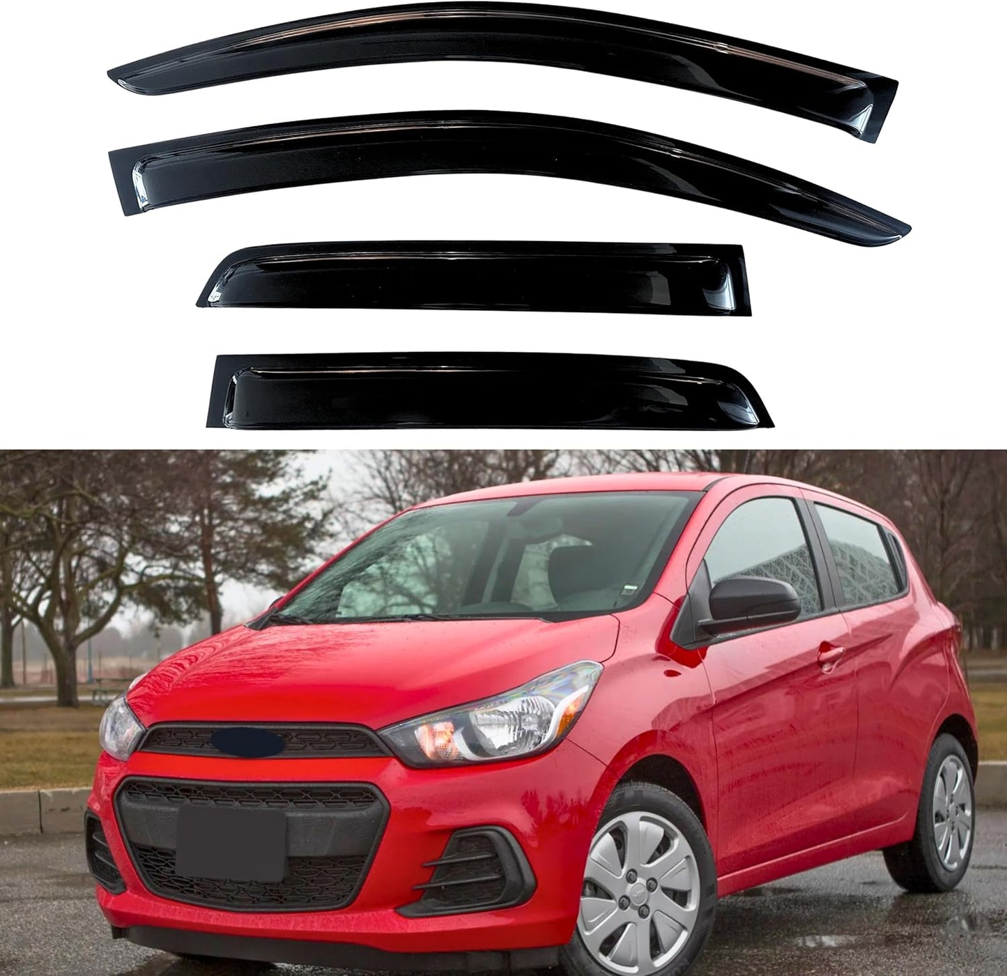 KPY Window Visor Compatible with Chevrolet Spark 2016-2022, Rain Guard Window Vent Deflectors Tape-On Style, 2016 2017 2018 2019 2020 2021 2022
