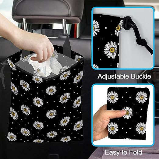 Car Garbage Bag Hanging Car Trash Can for Back Seat with Drawstring