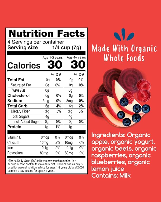 Amara Smoothie Melts - Beets n' Berries - Baby Snacks Made With Fruits and Vegetables - Healthy Toddler Snacks For Your Kids Lunch Box - Organic Yogurt Melts - 6 Resealable Bags