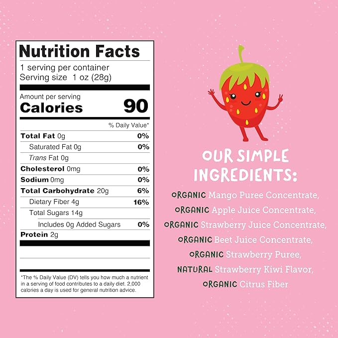 YOU LOVE FRUIT - STRAWBERRY All Natural Fruit Snacks, Healthy Snack Pack, Real Fruit! Gluten Free, Non GMO, Vegan, Fiber packed, Low Fat, Kosher, Variety Pack, Great For Adding To Gift Box, 1.0 oz (Pack of 12)