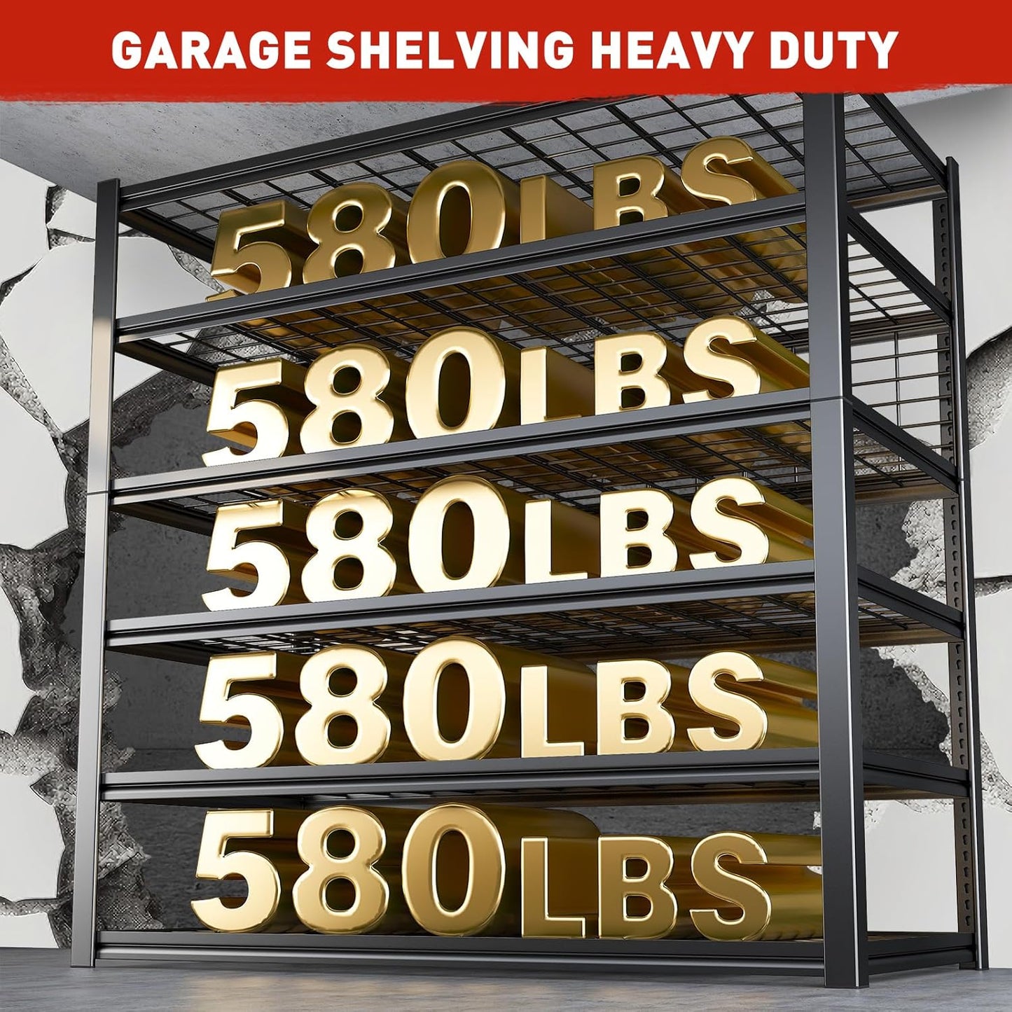 REIBII 84" H Garage Shelving, 6-Tier Storage Shelves Heavy Duty Loads 3500LBS, 48" W Adjustable Garage Shelves, Metal Shelving for Basement, Warehouse, 84" H x 48" W x 20" D, 4PC
