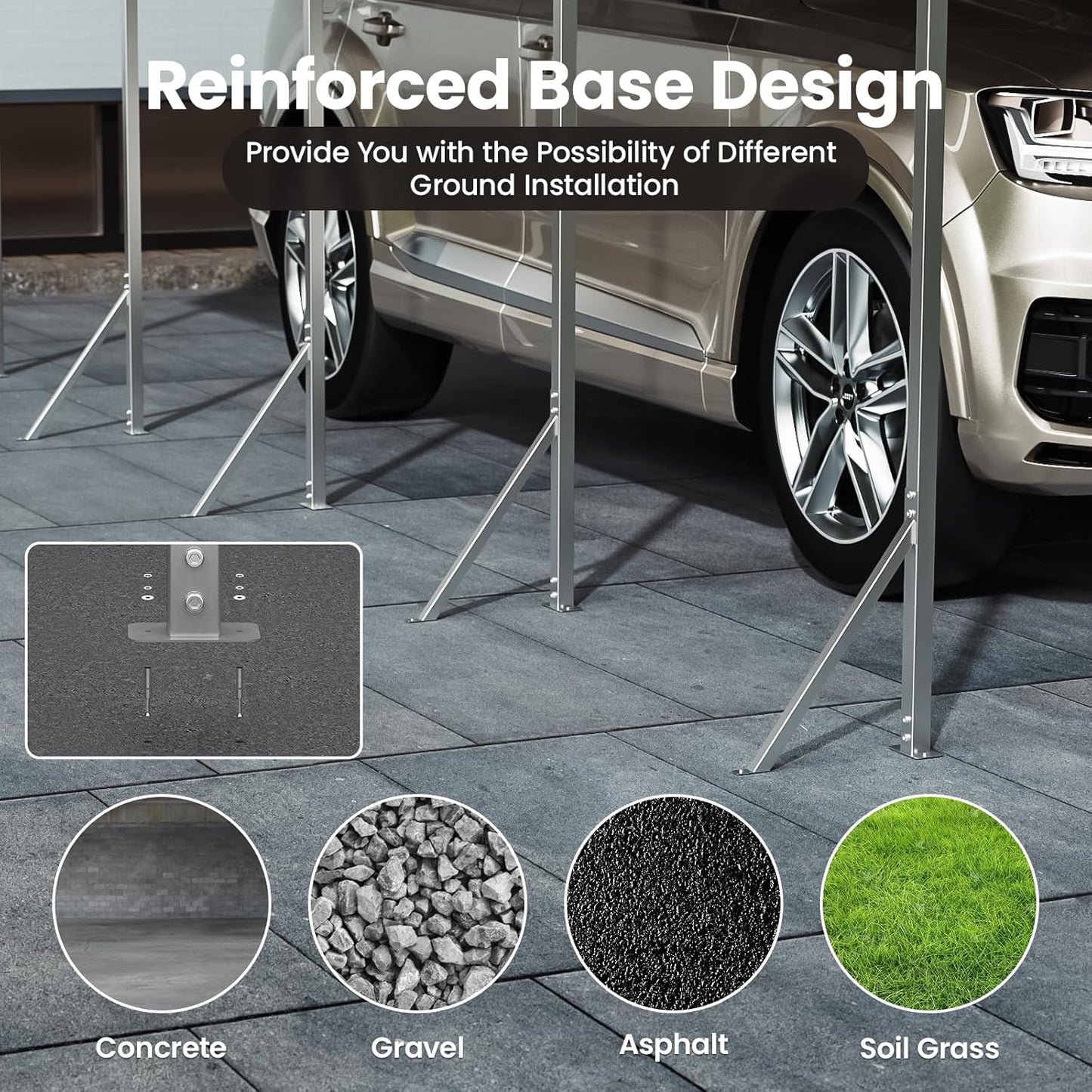 12x20ft Heavy Duty Metal Carport – Outdoor Galvanized Garage, Sturdy Structure, All-Weather Protection, Easy Assembly for Cars, Trucks, Boats, Tractors, and Outdoor Storage (White, 12x20FT)