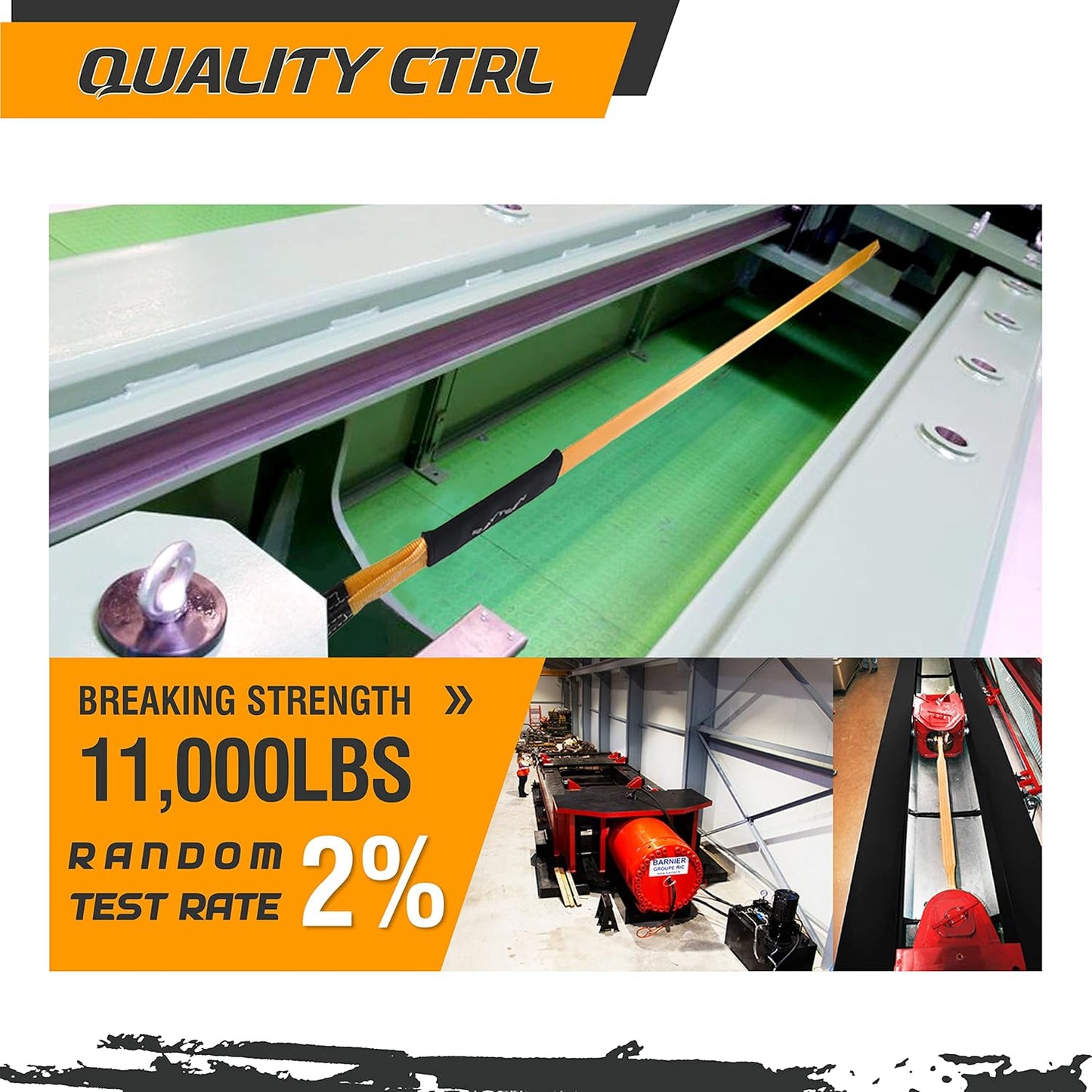 Genuine 11,000lb Xtreme Heavy Duty Winch Extension Strap | 33ft x 2in Vehicle Tow Strap with Reflective Sleeve & Reinforced Loops | Suits for 4x4 Offroad UTV ATV Trucks Boats