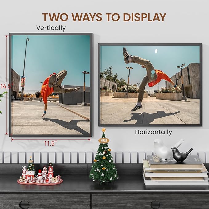Heimlove 12x15 Metal Picture Frame,Black Aluminum Photo Frames-Real Tempered Glass,Wall Gallery Poster Puzzles Artwork frame Mounting Horizontally or Vertically Decor for Wall-1Pack