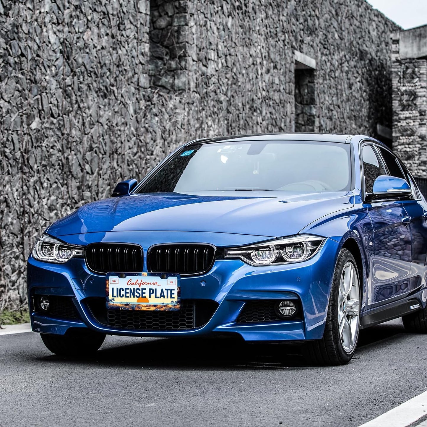 Moon License Plate Frames - 2 Pack Starry Sky Moonlight Stainless Steel License Plate Holder,Rust-Proof Waterproof Car Decorative Tag Frame with Screws Fasteners Caps