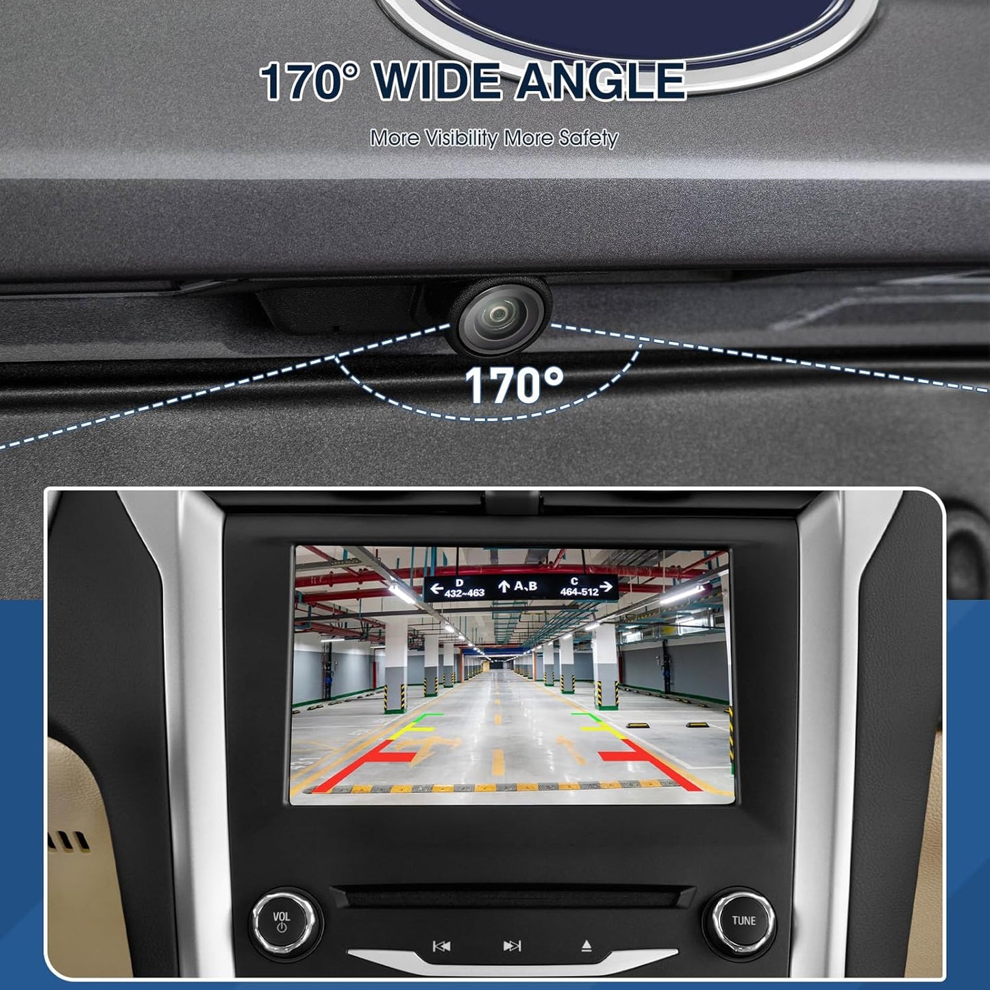 Rear View Backup Camera Fit for Ford Fusion 2013-2016, Reversing Parking Assist Camera OE Replacement ES7T-19G490-AA ES7Z-19G490-A DS7Z-19G490-A DS7T-19G490-DD E1GT-19G490-BB