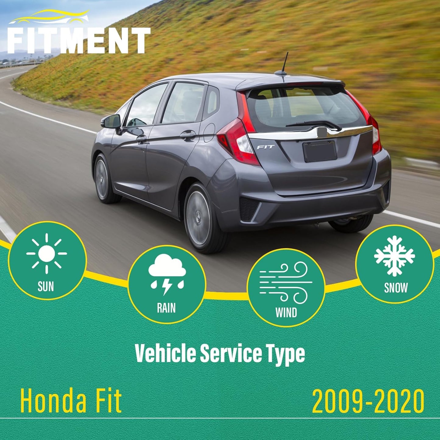 28" 14" 14" Windshield Wiper Blades Replacement for Honda Fit 2009 2010 2011 2012 2013 2014 2015 2016 2017 2018 2019 2020 Premium All Weather Front Rear Wipers Set - OEM Quality (Pack of 3)