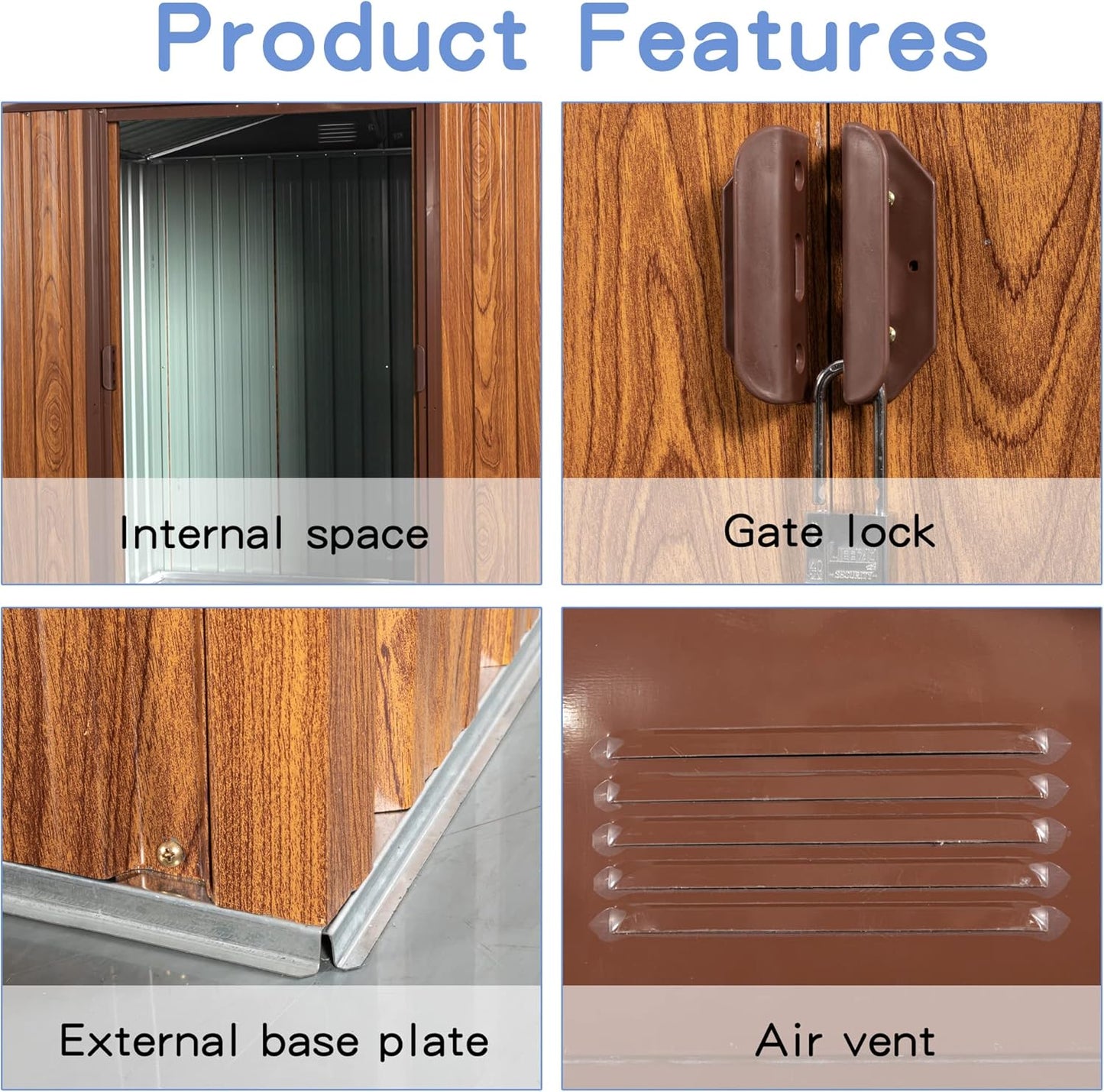 6x6 FT Outdoor Storage Shed, Metal Garden Shed with Frame Floor, Outside Tool Shed with Window, Waterproof Storage Building with Lockable Sliding Doors & Sloped Roof for Backyard, Patio, Coffee