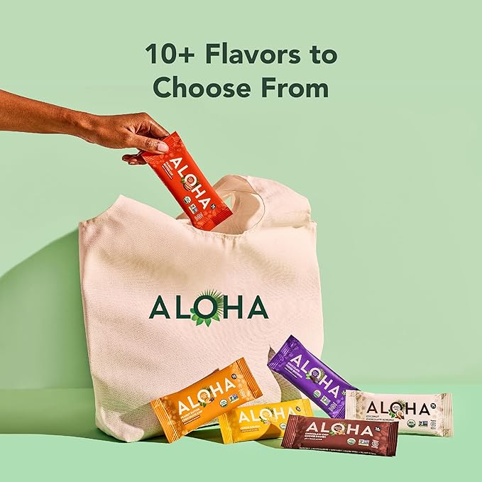 ALOHA Organic Plant Based Protein Bars - Chocolate Espresso (85mg Caffeine) - 12 Bars, Vegan, Low Sugar, Gluten-Free, Paleo, Low Carb, Non-GMO, No Stevia, No Erythritol