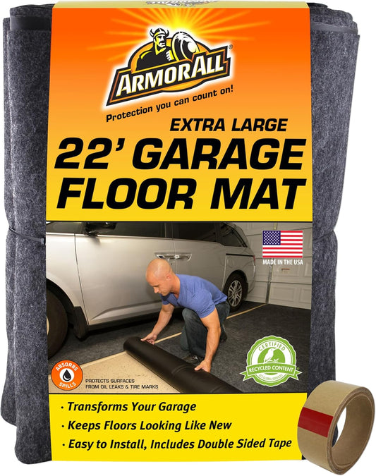 Armor All Original XL Garage Floor Mat, (22' x 8'10"), (Includes Double Sided Tape), Protects Surfaces, Transforms Garage - Absorbent/Waterproof/Durable (USA Made) (Charcoal)