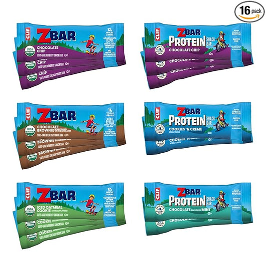 Zbar and Zbar Protein - Variety Pack - Made with Organic Oats - Non-GMO - Soft-Baked Energy Snack Bars and Crispy Protein Bars, School Snacks (16 Pack)