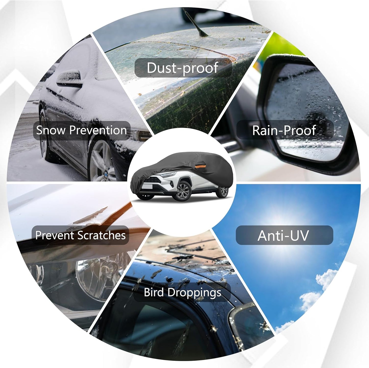 MORNYRAY Compatible with Ford F150,Car Cover Outdoor Waterproof Sun Rain Snow Hail Protection with Driver Door Zipper (Black, Custom Fit Ford F150)