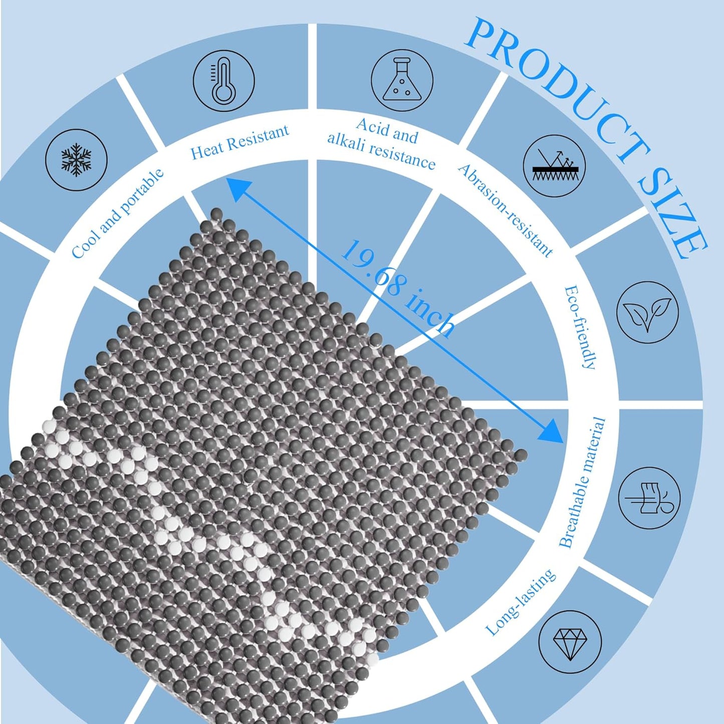 HOMREST Cooling Car Seat Cushion Back Pain Relief Ceramic Beaded Seat Cover Comfy Extreme Summer Massage Seat Pad for Car, Trucks,Executive Office Chairs(Grey)