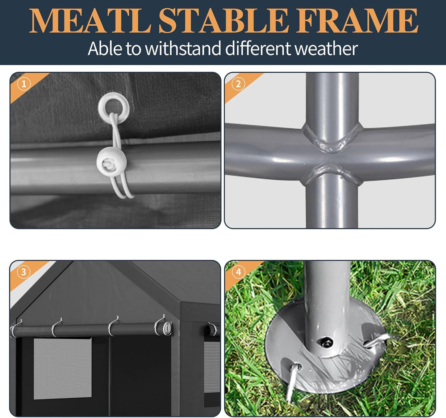 Shintenchi Carport 10' x 20' Heavy Duty Portable Garage, Carport Canopy with Side-Opening Door & Roll-Up Windows, Car Canopy for Truck,Car,Boat,Grey