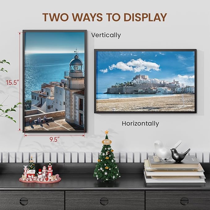 Heimlove 10x16 Metal Picture Frame,Black Aluminum Photo Frames-Real Tempered Glass,Wall Gallery Poster Puzzles Artwork frame Mounting Horizontally or Vertically Decor for Wall-1Pack