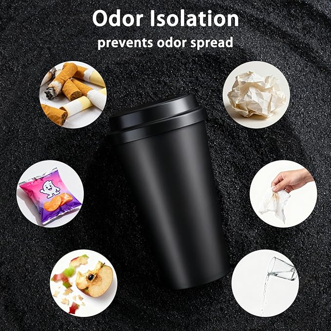 Car Trash Can Bin with Lid - 2 Pack Mini Car Garbage Can Cup Holder-Black Small Leakproof Vehicle Trash Bin-Automotive Organizers and Storage for Back Seat Door SUV Accessories