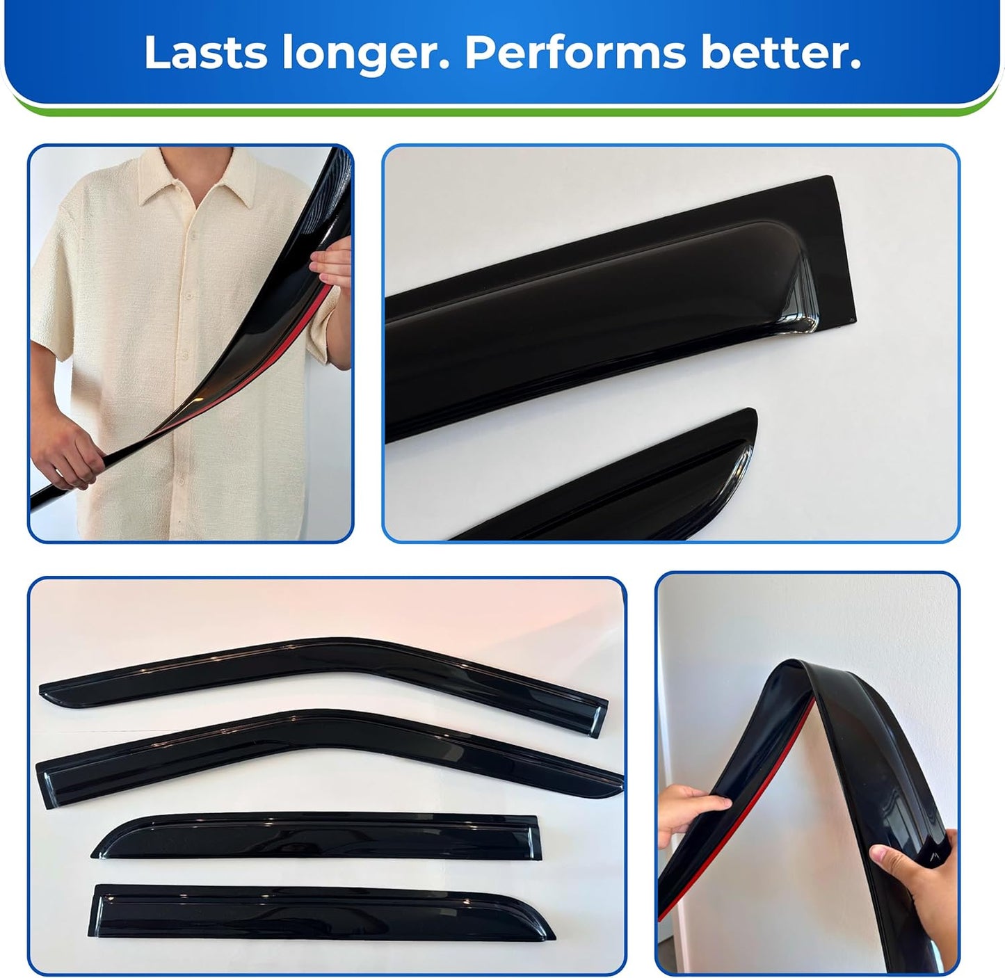 KPY Window Visor Compatible with Honda Civic Hatchback 2022-2025, 4PC Rain Guard Side Window Vent Deflectors Tape-On Mugen Style, 2022 2023 2024 2025