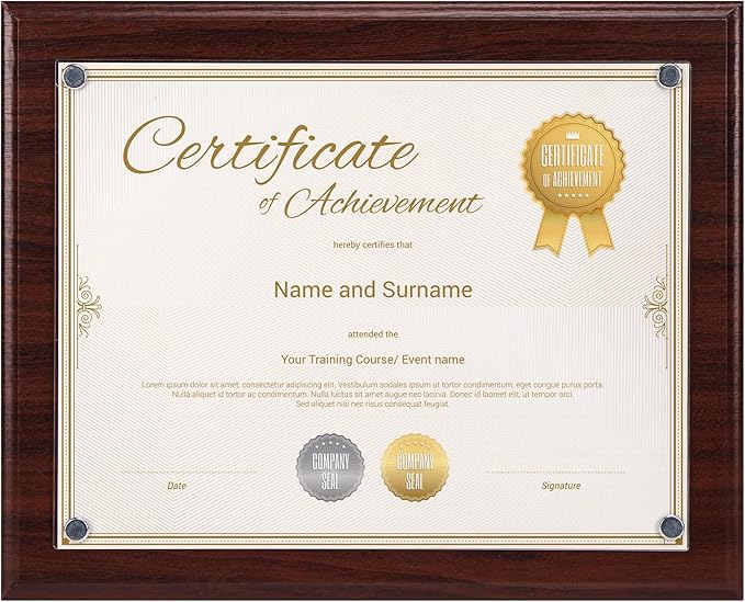 PETAFLOP Brown 8.5x11 Picture Frame, Certificate Award Document Plaque Wall Mounted Display, Single