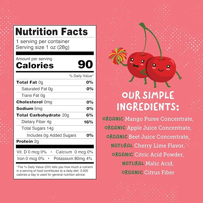 YOU LOVE FRUIT – CHEERY CHERRY MANGO All Natural Fruit Snacks, Healthy Snack Pack, Real Fruit! Gluten Free, Non GMO, Vegan, Fiber packed, Low Fat, Kosher, Variety Pack, Great For Adding To Gift Box, 1.0 oz (Pack of 12)