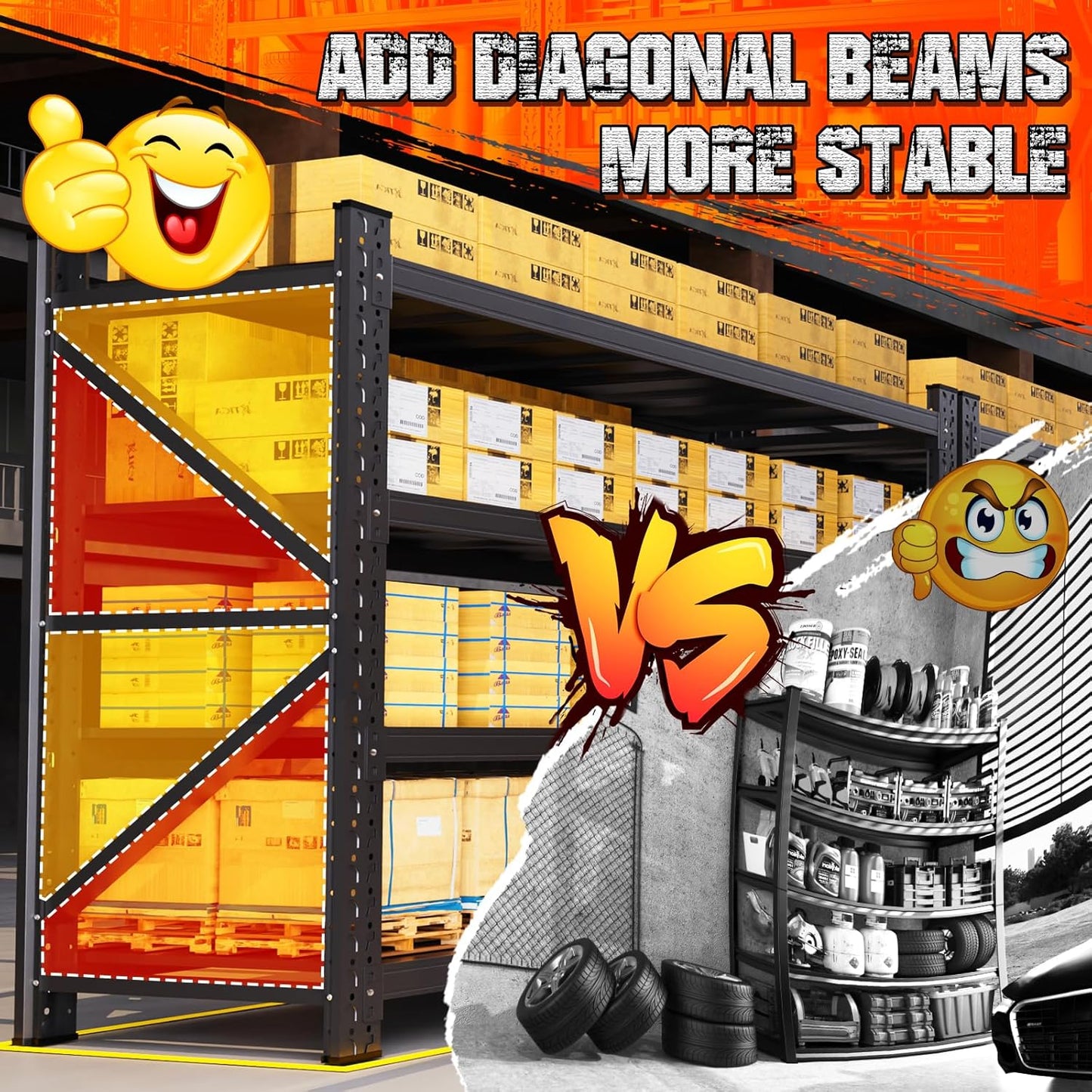 69''W Garage Shelving Heavy Duty, Metal Garage Shelves, 7000LBS Storage Shelves 4 Tier Adjustable Steel Shelving Units, Wide Industrial Shelving Storage Rack for Warehouse, Basement,Black