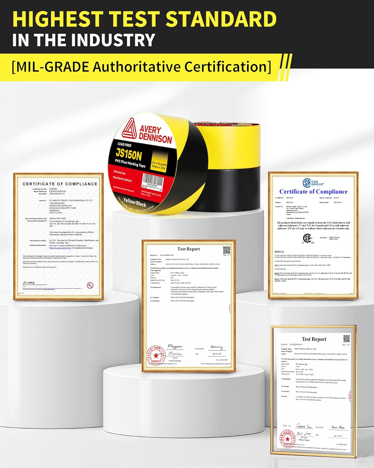 Floor Marking Tape,2 in x 108 FT Strong Adhesive Caution Tape,High Durability Warning Safety Tape for Indoor/Outdoor - Warehouses,Factories,Parking Lots,Retail Locations,Black,3 Rolls