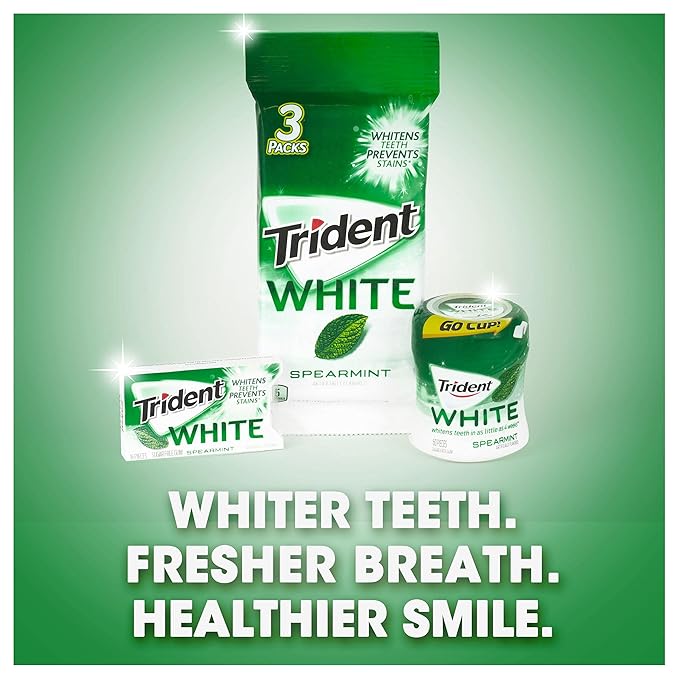 Trident White Spearmint Sugar-Free Chewing Gum, 6 Bottles of 60 Pieces (360 Total Pieces)